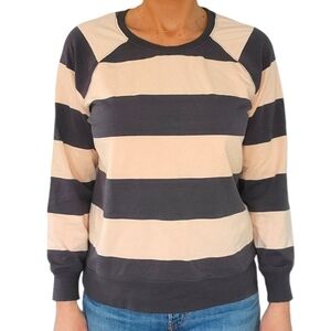 Torrid Striped Scoop Neck Sweater Size 00 Grey Peach